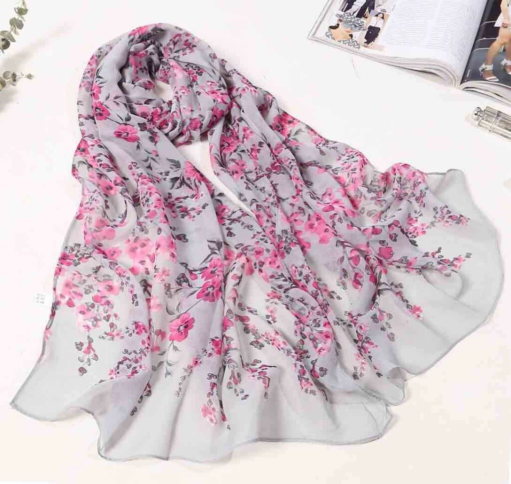 Acotavie Womens Chiffon Scarf Lightweight Scarves Fashion Floral Print Scarfs Shawl for Ladies and Girls