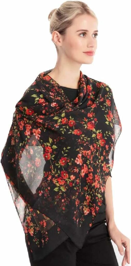 Acotavie Womens Chiffon Scarf Lightweight Scarves Fashion Floral Print Scarfs Shawl for Ladies and Girls