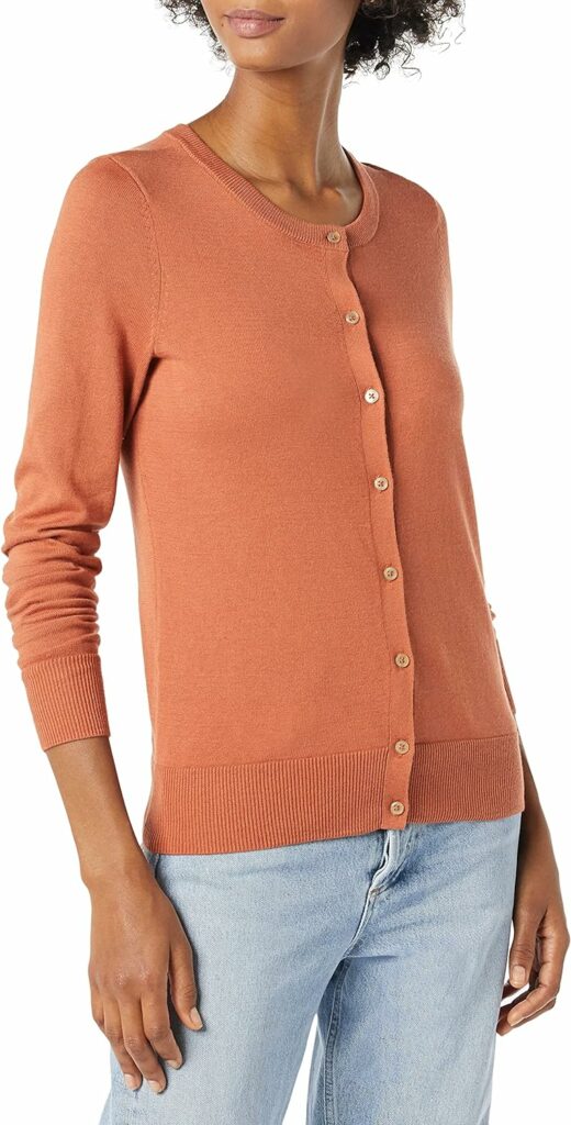 Amazon Essentials Womens Lightweight Crewneck Cardigan Sweater (Available in Plus Size)