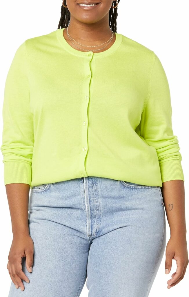 Amazon Essentials Womens Lightweight Crewneck Cardigan Sweater (Available in Plus Size)