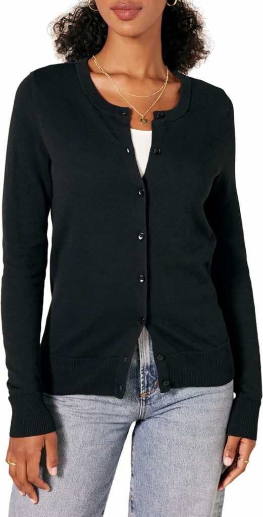 Amazon Essentials Womens Lightweight Crewneck Cardigan Sweater (Available in Plus Size)