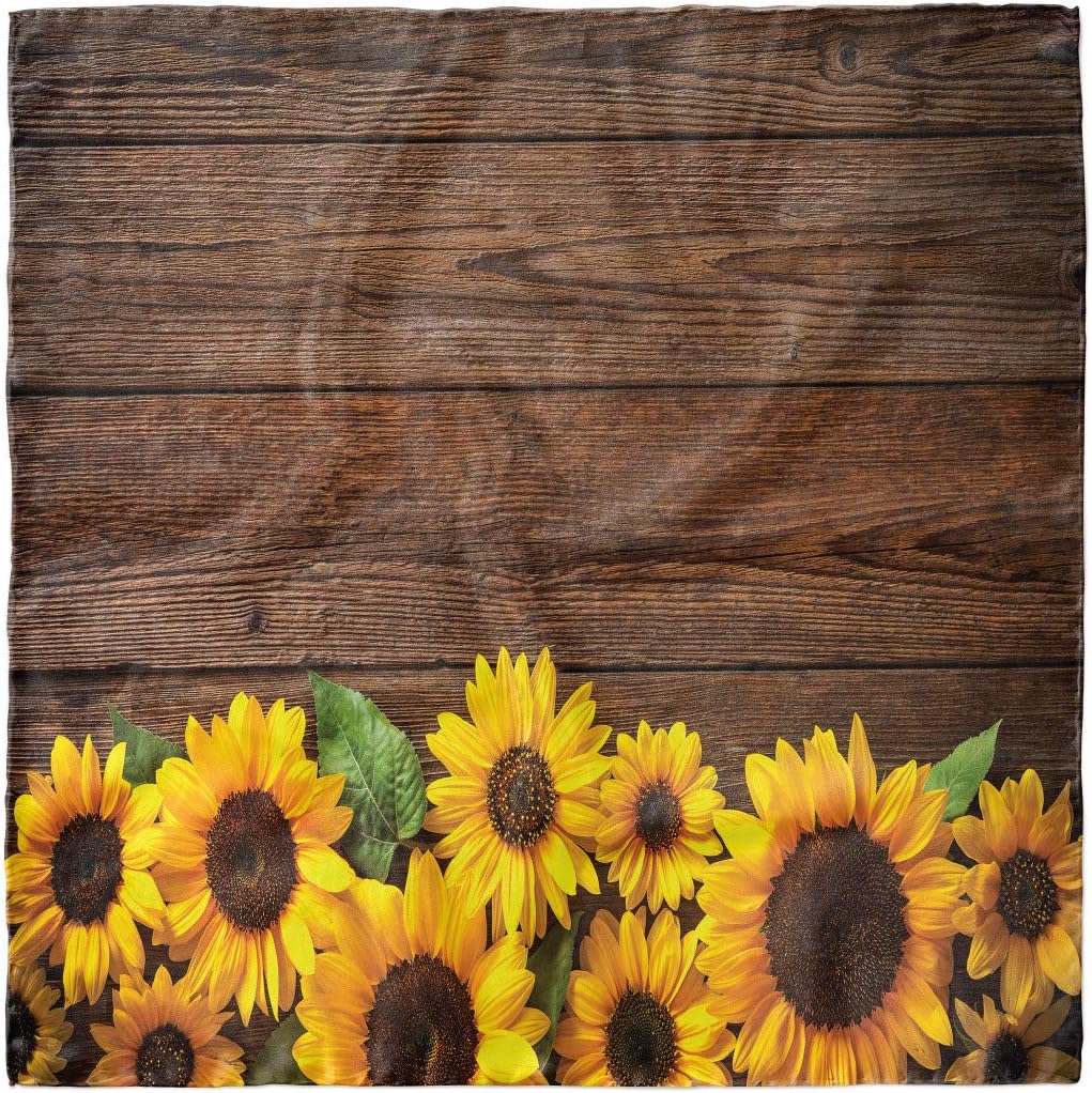 Ambesonne Rustic Wood Head Scarf, Autumn Sunflower Motif, Hair Wrap