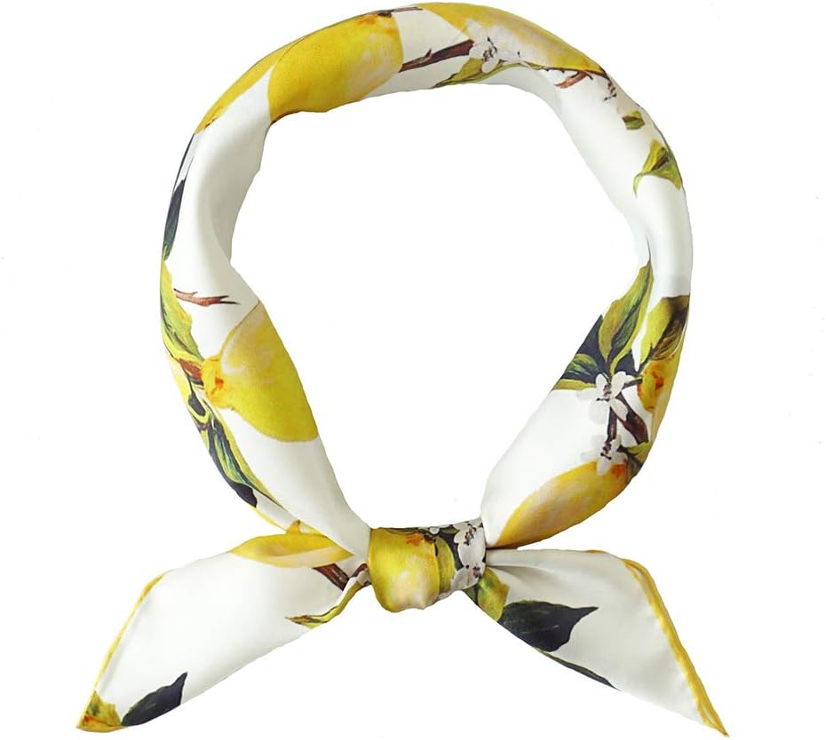 ANDANTINO 100% Pure Mulberry Silk Square Scarf for Hair-27 Women Men Natural Silk Neckerchief Digital Printed Headscarf