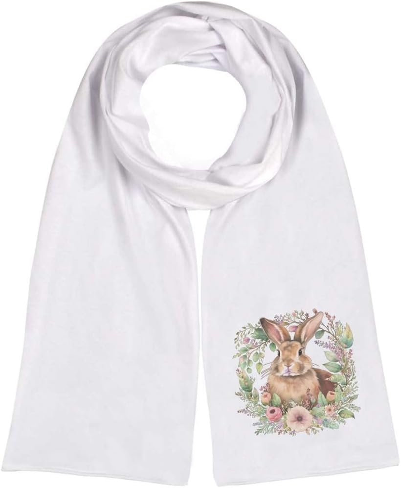 Azeeda Rabbit in a Floral Wreath - Cottagecore Watercolor Design Lightweight Scarf/Wrap (SC00024657)