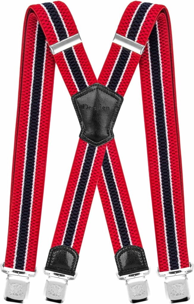 Decalen Mens Suspenders Very Strong Clips Heavy Duty Braces Big and Tall X Style