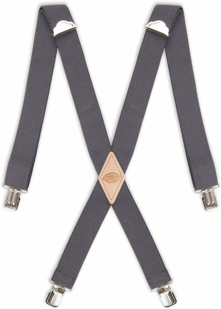 Dickies Mens 1 1/2 inch Solid Straight Clip Adjustable X Back Suspender