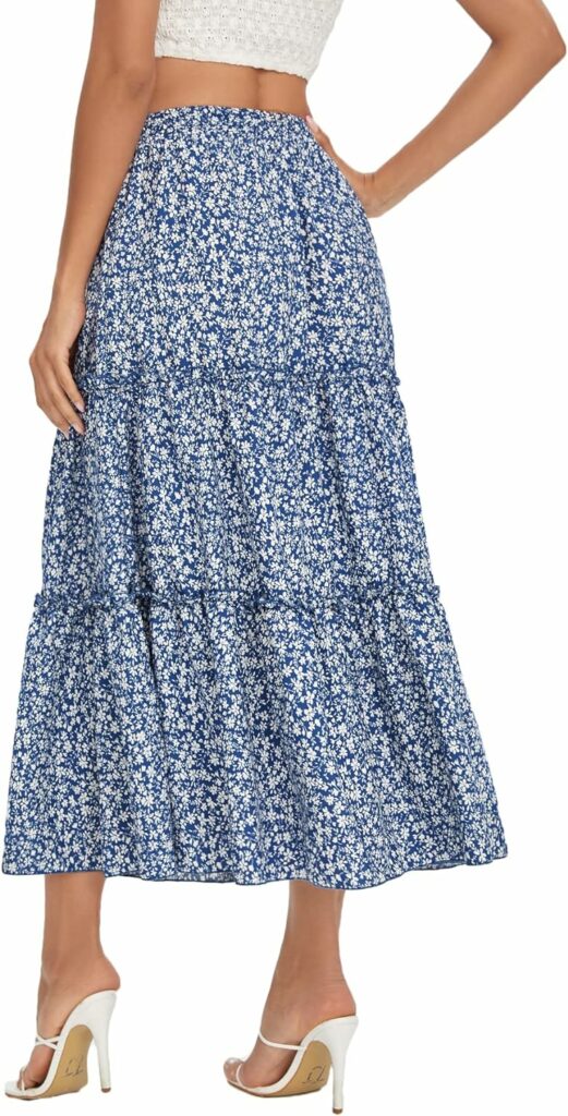 Floerns Womens A Line Ruffle Layered Flowy Beach Casual Long Maxi Skirt