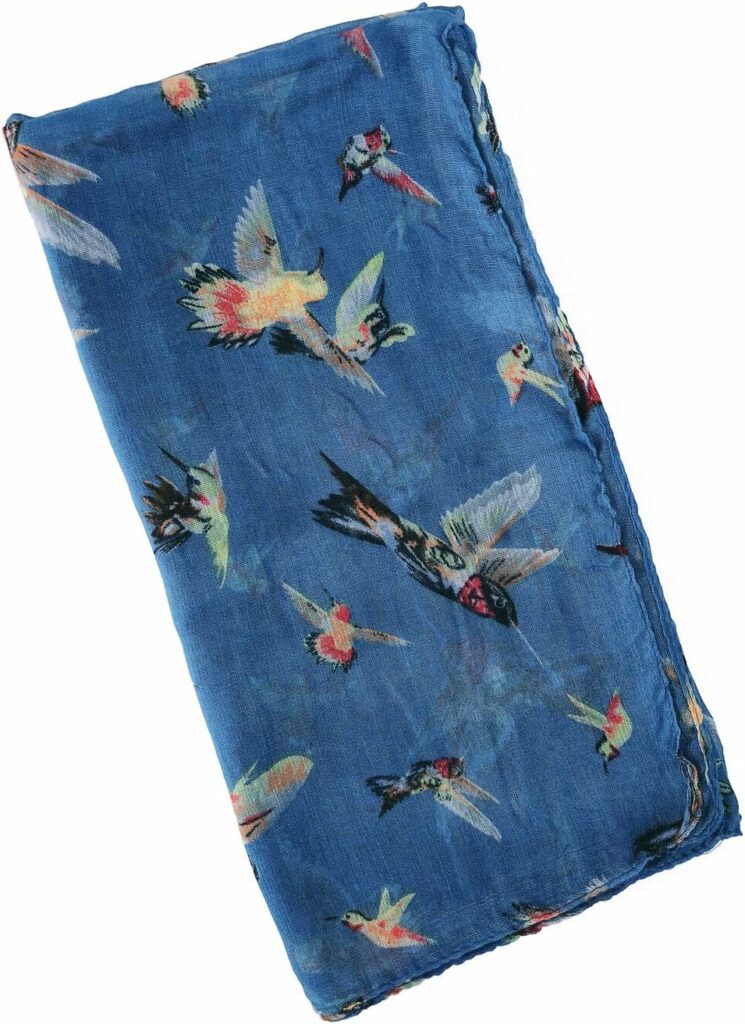 GERINLY Scarfs for Women Lightweight Floral Birds Print Cotton Scarves and Wraps for Winter Shawl