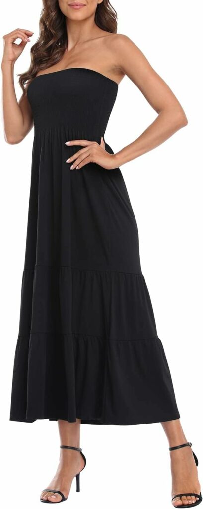 HDE Womens Strapless Maxi Dress Plus Size Tube Top Long Skirt Sundress Cover Up