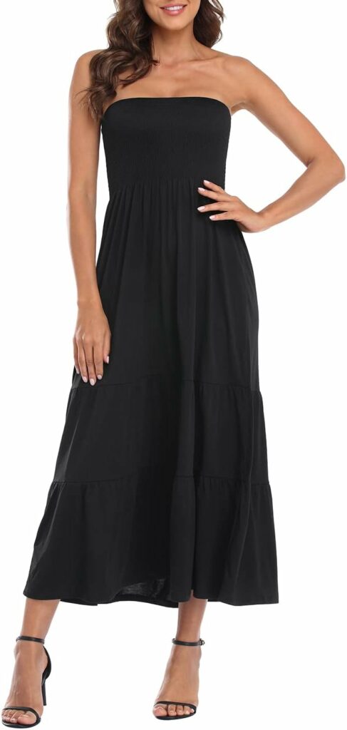 HDE Womens Strapless Maxi Dress Plus Size Tube Top Long Skirt Sundress Cover Up