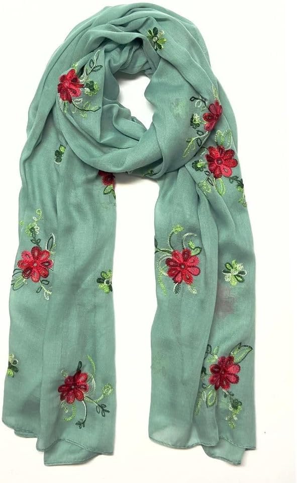 Humble Hilo Embroidered Floral Scarves Elegant Lightweight Colorful Shawl Wrap Scarf for Women