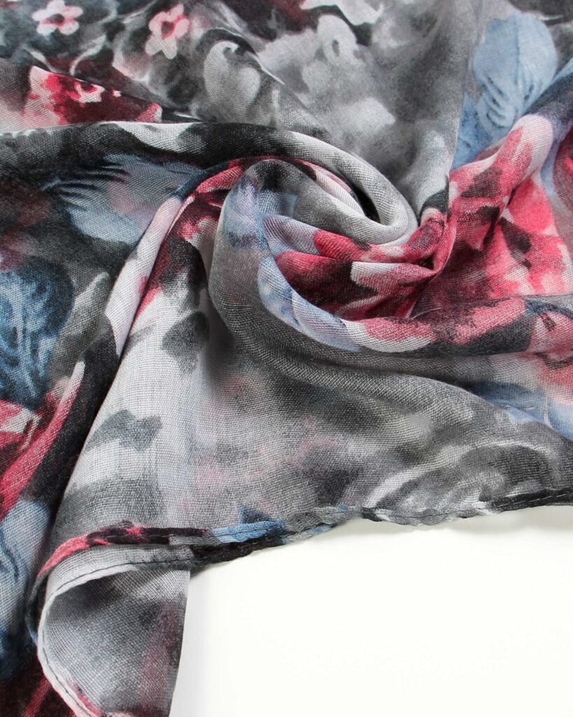 Lightweight Fashion Scarves Rose Floral Prints Head Wraps