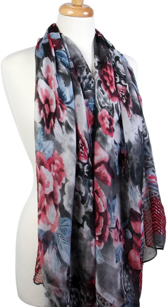 Lightweight Fashion Scarves Rose Floral Prints Head Wraps