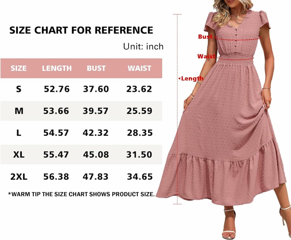 PRETTYGARDEN Womens Dresses 2023 Boho Dress Short Sleeve V Neck Swiss Dot Ruffle Tiered Maxi Dress Smocked Cocktail Dresses