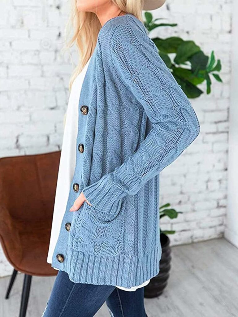 PRETTYGARDEN Womens Open Front Cardigan Sweaters Fashion Button Down Cable Knit Chunky Outwear Coats