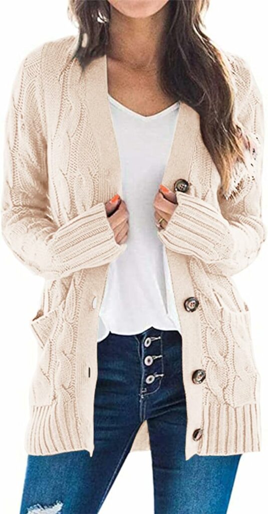 PRETTYGARDEN Womens Open Front Cardigan Sweaters Fashion Button Down Cable Knit Chunky Outwear Coats