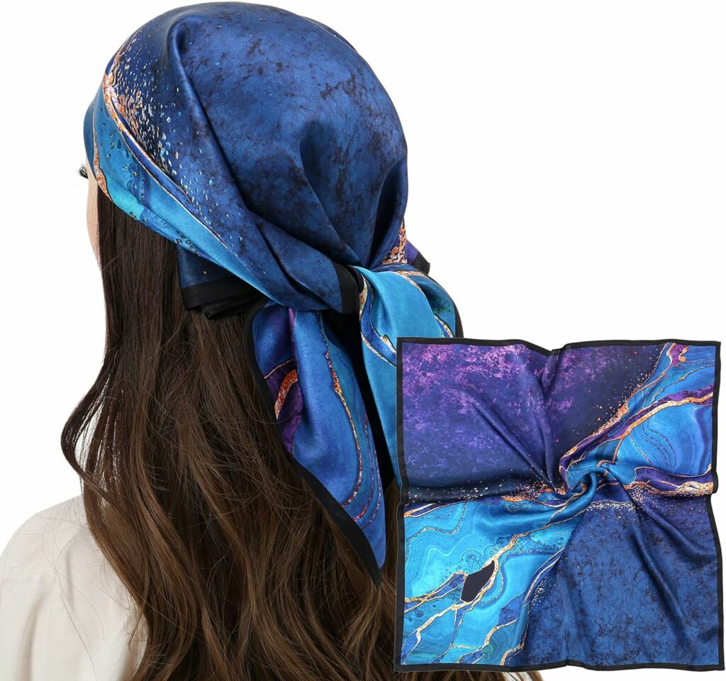 RIIQIICHY 100% Silk Scarf Head Scarf for Women Hair Scarf for Sleeping Hair Wrapping at Night Square Neck Scarves