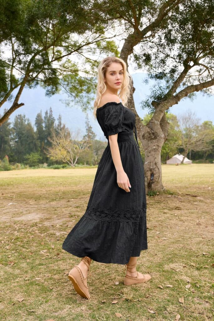 Scarlet Darkness Renaissance Dress for Women Maxi Long Summer Flowy Boho Dresses