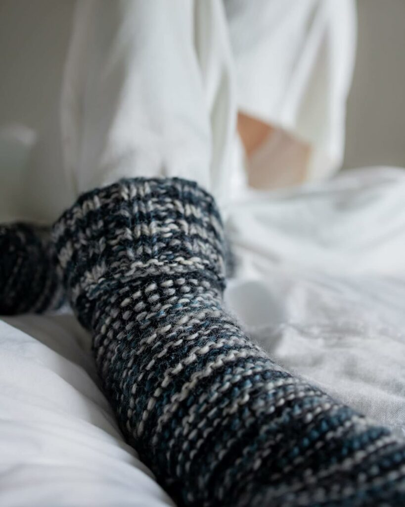 TIBETAN SOCKS Wool Hand Knit Fleece Lined Mid Bootie Slipper Sock Non Slip Sole