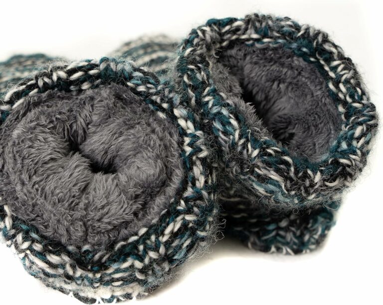 TIBETAN SOCKS Wool Hand Knit Fleece Lined Mid Bootie Slipper Sock Non Slip Sole Review