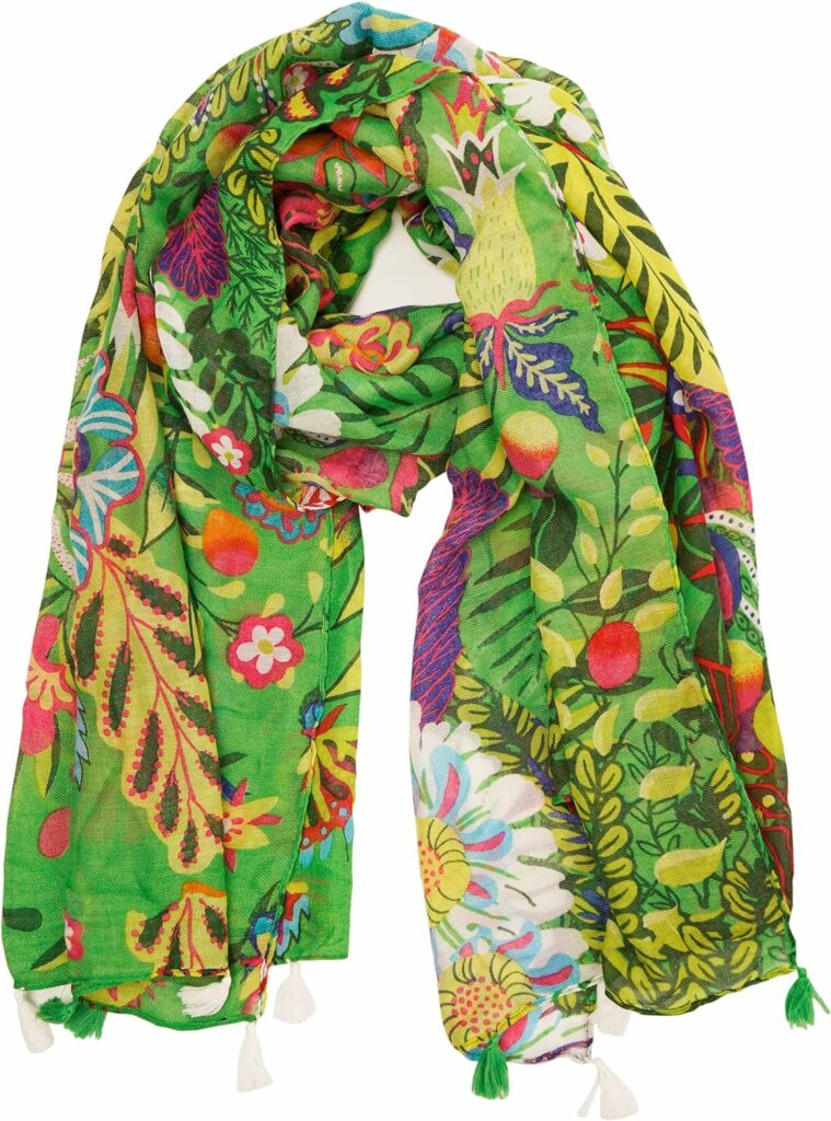 YOUR SMILE Large Boho Scarf for Women Lightweight Floral Printed Scarves Fall Winter Fashion Fringed Shawl wraps