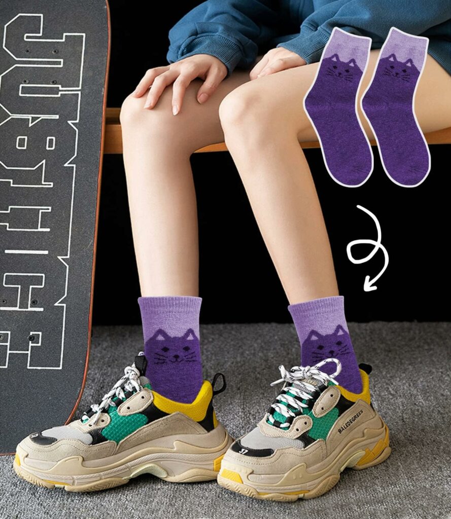 YSense 5 Pairs Womens Wool Socks Thick Knit Warm Winter Socks Cozy Comfy Socks Gifts for Women